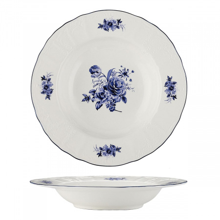 Тарелка глубокая для супа 23 см, 350 мл, коллекция "Blue Flower"  P.L. Proff Cuisine